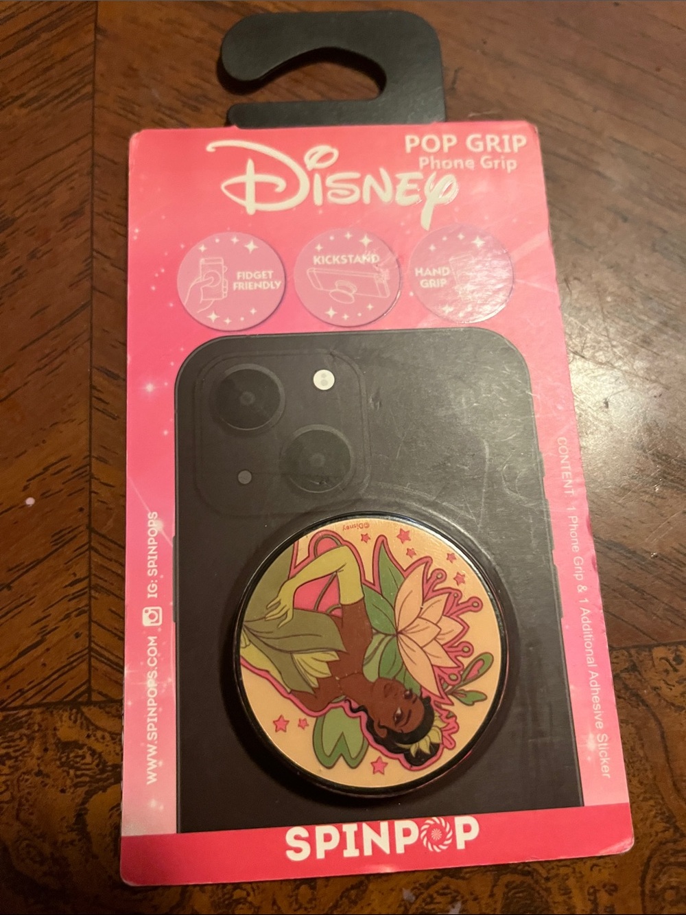 Disney Tiana Floral Phone Pop Grip in Pink and Green